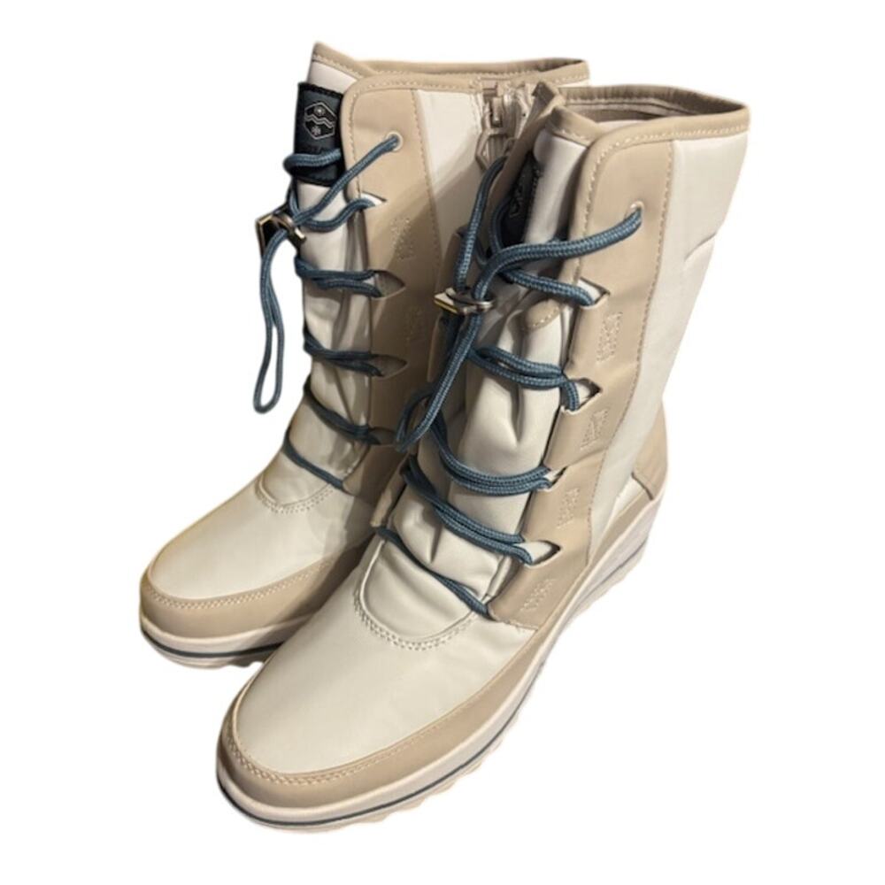 NIB Khombu Waterproof Lace-Up Wedge Winter Boots Whitecap White Size 11